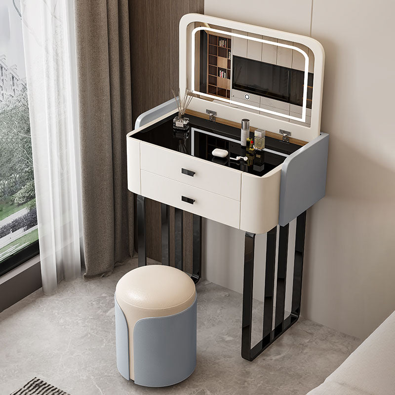Contemporary Glass Makeup Counter Bedroom Make-up Vanity with Lighted Mirror