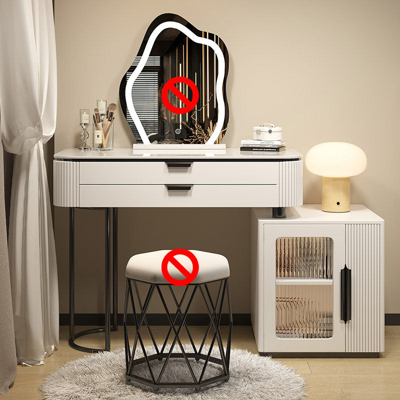 Contemporary Stone White Makeup Counter 31.5" H Bedroom Make-up Vanity