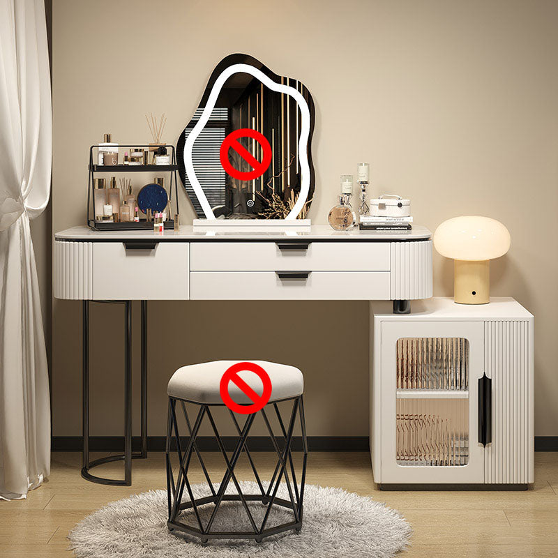 Contemporary Stone White Makeup Counter 31.5" H Bedroom Make-up Vanity