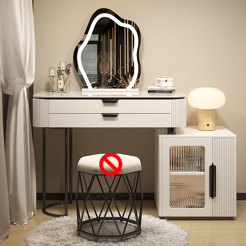 Contemporary Stone White Makeup Counter 31.5" H Bedroom Make-up Vanity