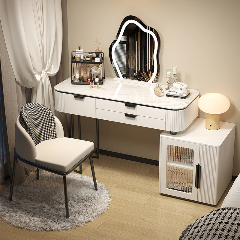 Contemporary Stone White Makeup Counter 31.5" H Bedroom Make-up Vanity