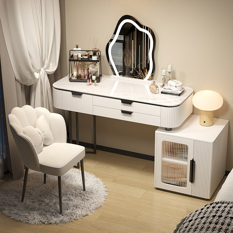 Contemporary Stone White Makeup Counter 31.5" H Bedroom Make-up Vanity