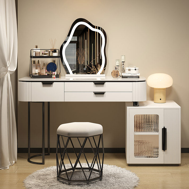 Contemporary Stone White Makeup Counter 31.5" H Bedroom Make-up Vanity