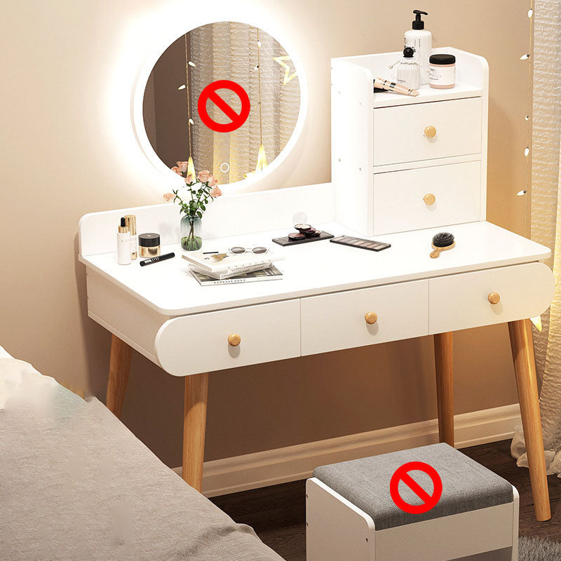 Contemporary White Vanity Dressing Table with Mirror in Solid Wood