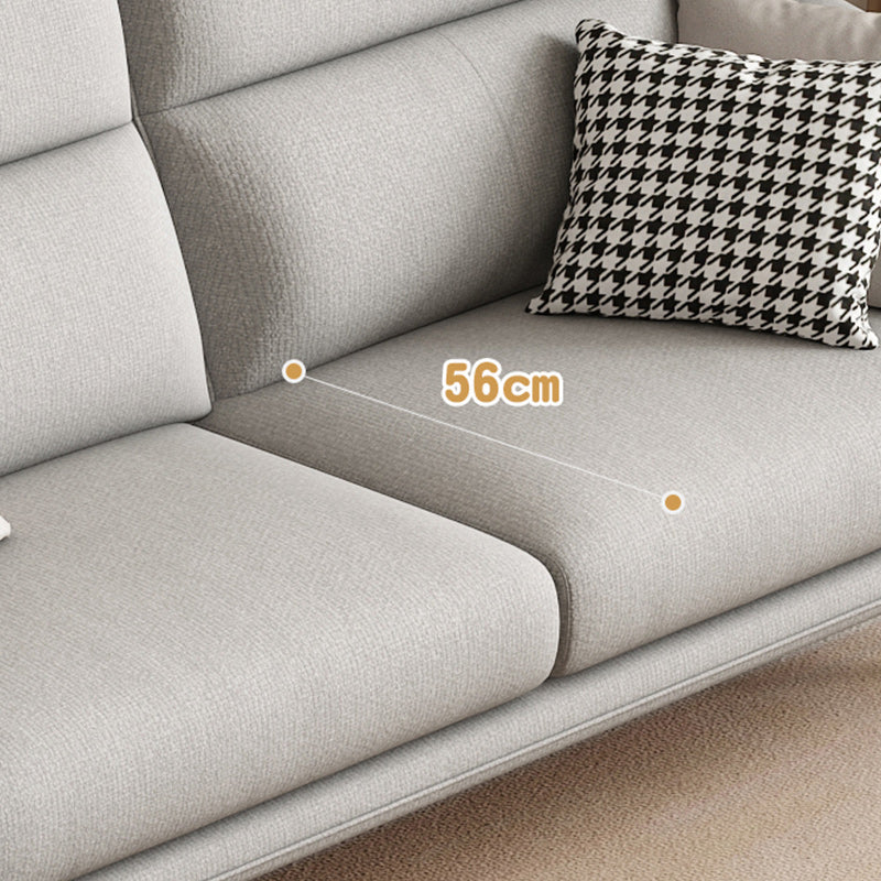 Mid Century Sofa and Chaise in Gray Flared Arm Sewn Pillow Back Sofa