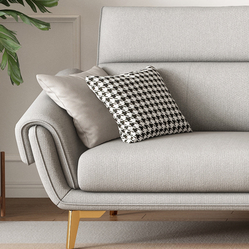 Mid Century Sofa and Chaise in Gray Flared Arm Sewn Pillow Back Sofa