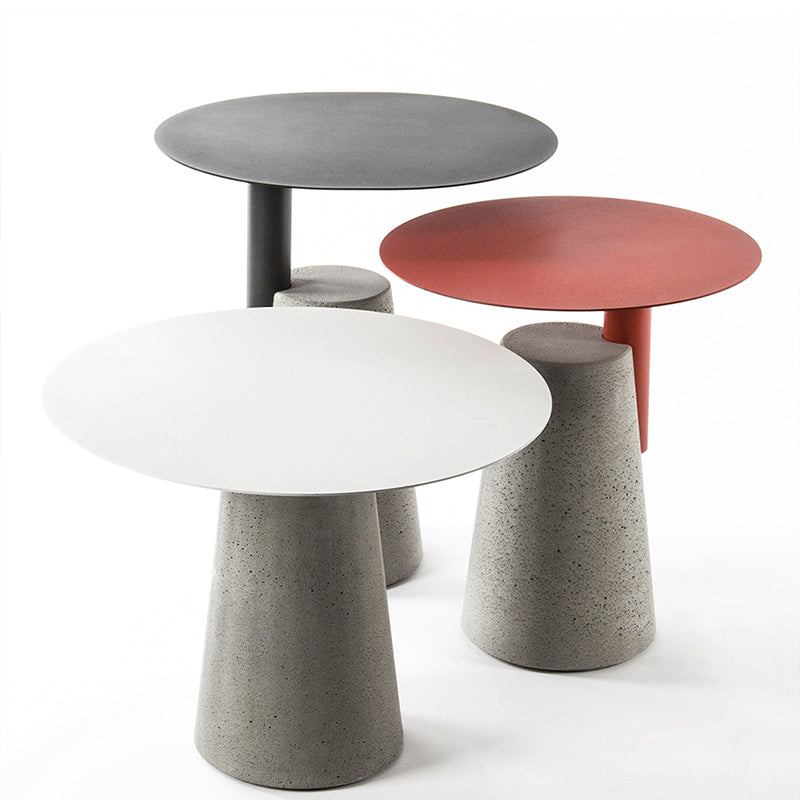 Concrete Side Table Modern Pedestal Round End Table for Living Room