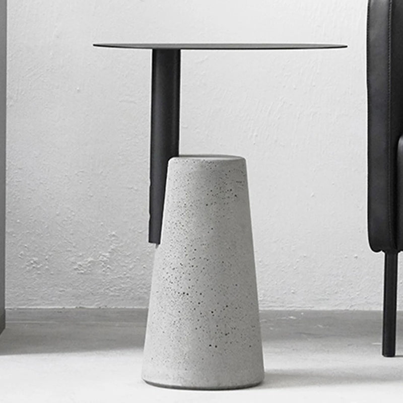 Concrete Side Table Modern Pedestal Round End Table for Living Room