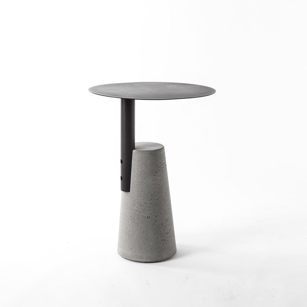 Concrete Side Table Modern Pedestal Round End Table for Living Room