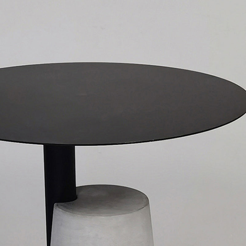 Concrete Side Table Modern Pedestal Round End Table for Living Room