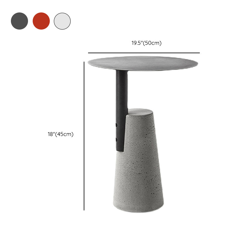 Concrete Side Table Modern Pedestal Round End Table for Living Room