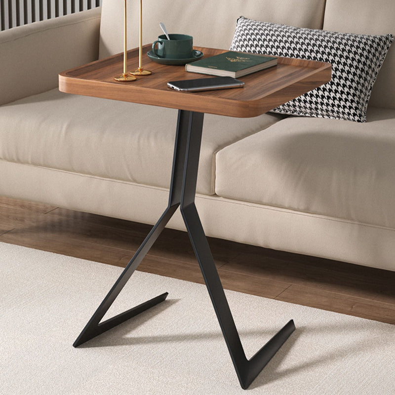 Metal and Wood Side Table Contemporary End Table for Living Room