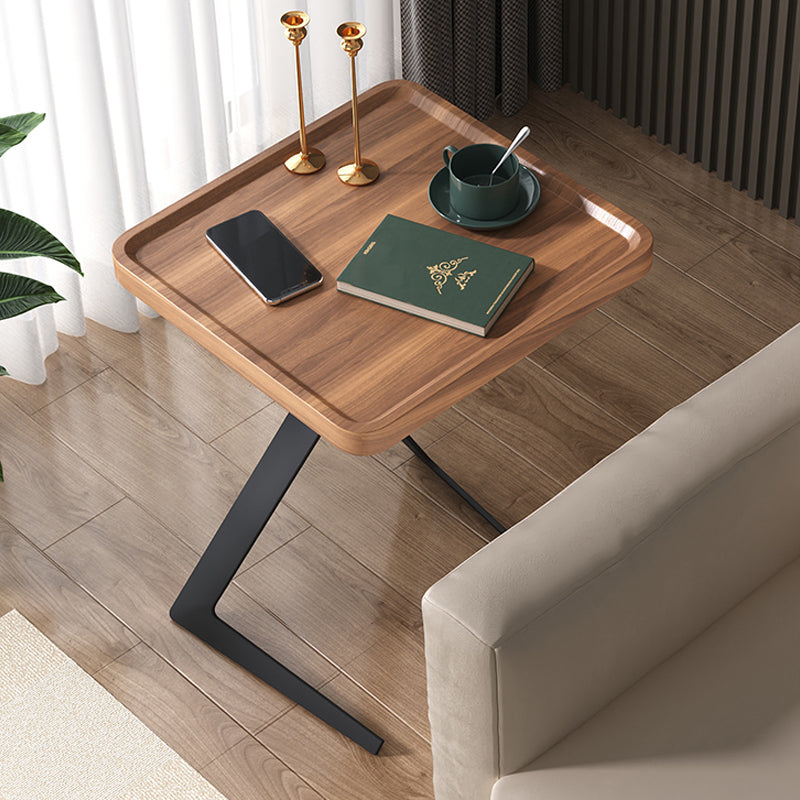 Metal and Wood Side Table Contemporary End Table for Living Room
