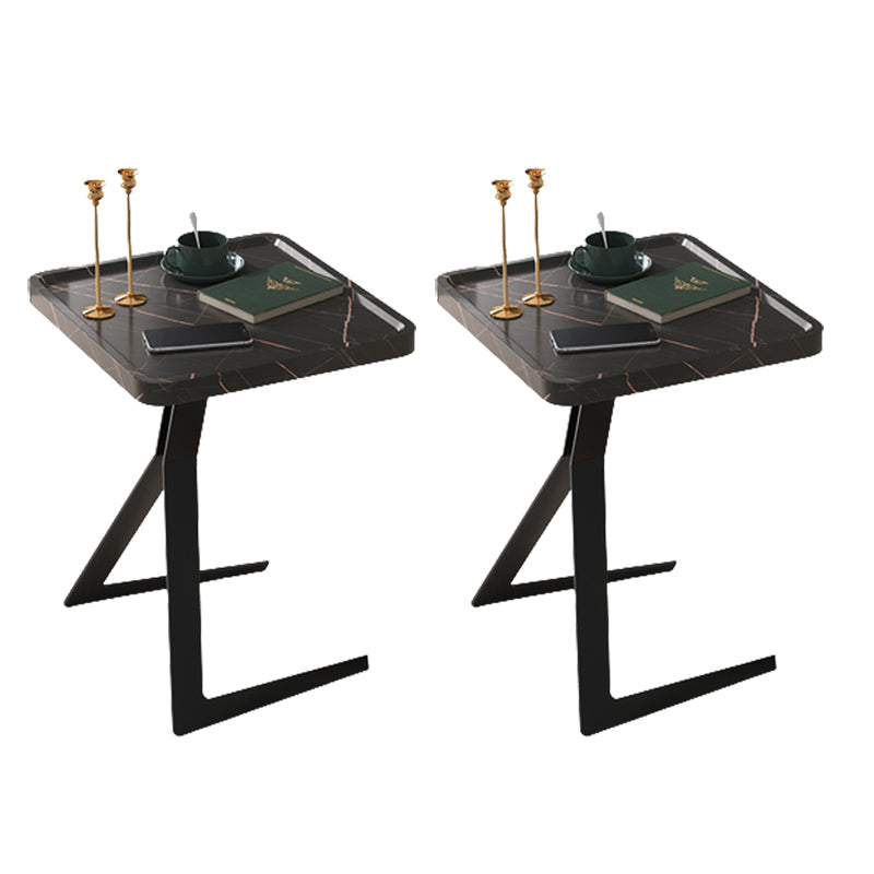 Metal and Wood Side Table Contemporary End Table for Living Room