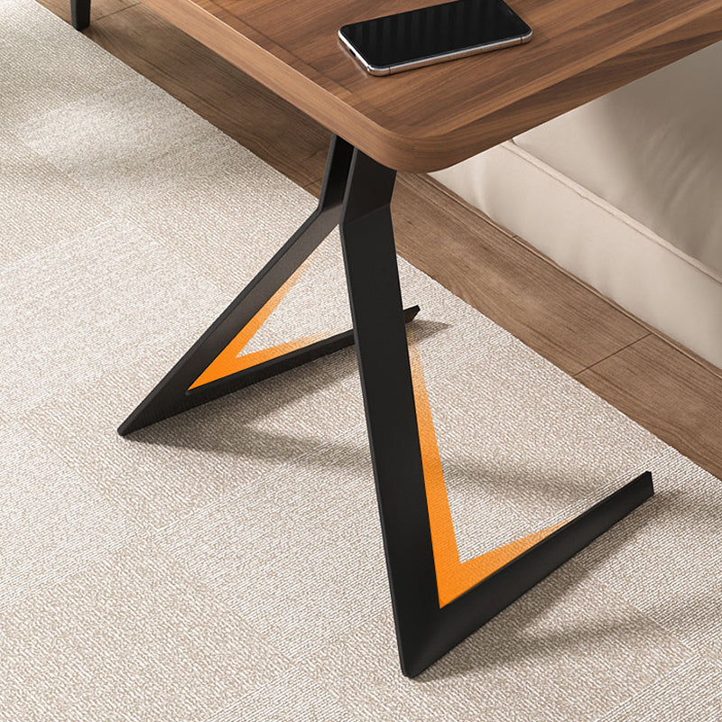 Metal and Wood Side Table Contemporary End Table for Living Room