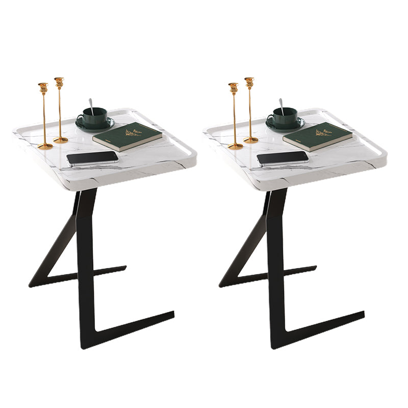 Metal and Wood Side Table Contemporary End Table for Living Room