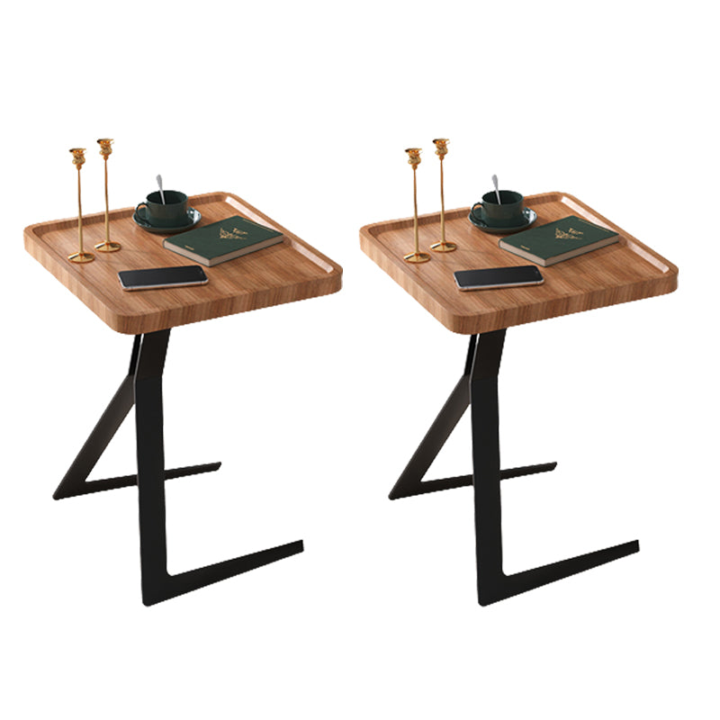 Metal and Wood Side Table Contemporary End Table for Living Room