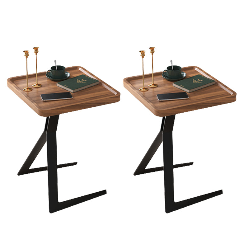 Metal and Wood Side Table Contemporary End Table for Living Room
