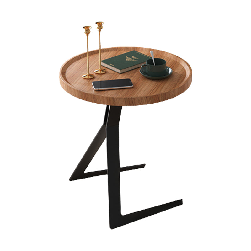Metal and Wood Side Table Contemporary End Table for Living Room
