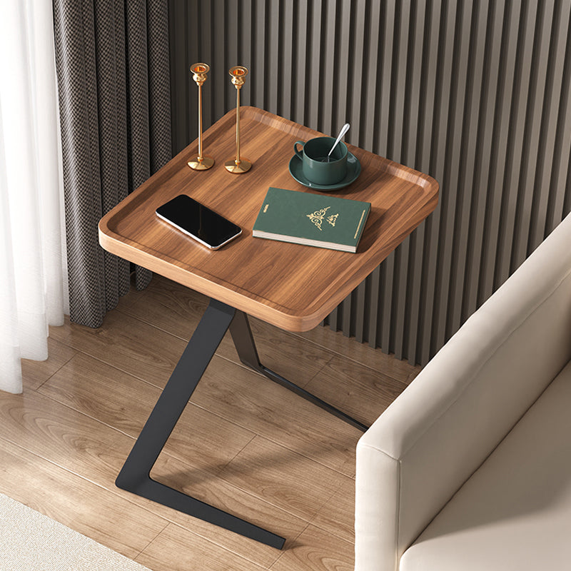 Metal and Wood Side Table Contemporary End Table for Living Room