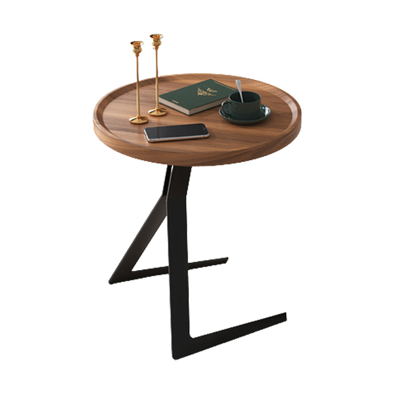 Metal and Wood Side Table Contemporary End Table for Living Room