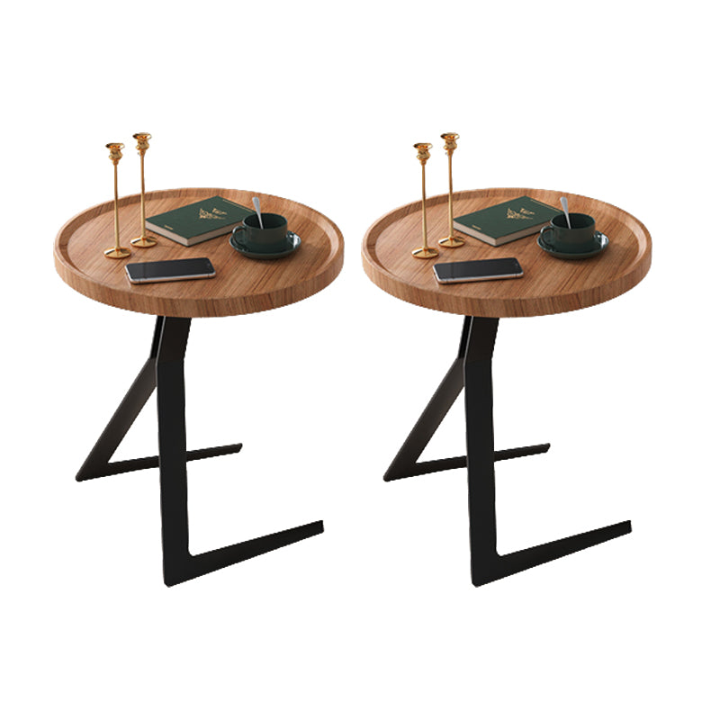 Metal and Wood Side Table Contemporary End Table for Living Room
