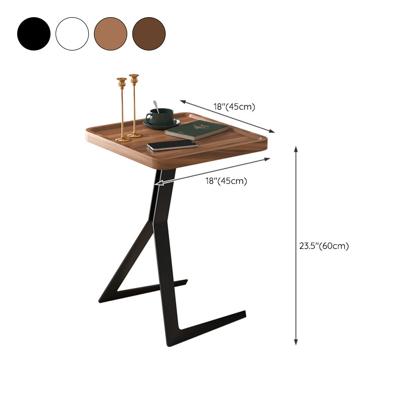 Metal and Wood Side Table Contemporary End Table for Living Room