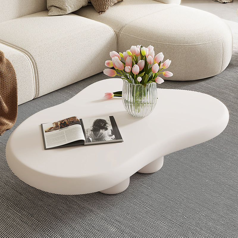 Artificial Wood Coffee or End Table Contemporary 4 Legs Coffee Table in Beige