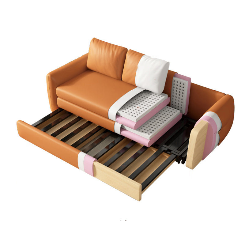 33"W Scandinavian Sofa Bed Leather Pillow Included Sleeper Sofa