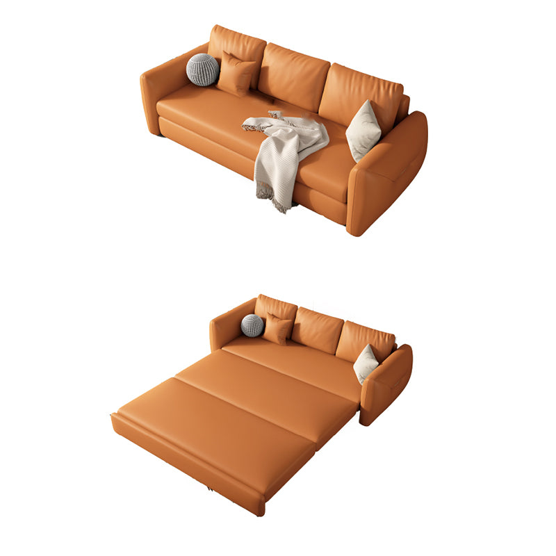 33"W Scandinavian Sofa Bed Leather Pillow Included Sleeper Sofa