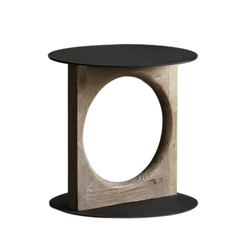 Solid Wood Rustic End Table Living Room Round Side End Table
