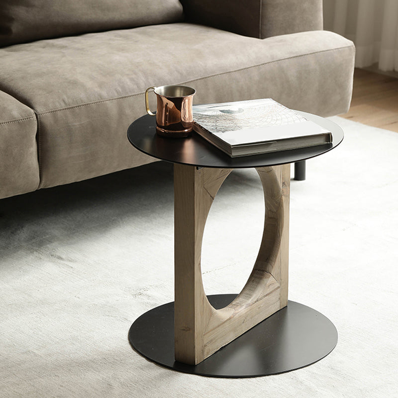 Solid Wood Rustic End Table Living Room Round Side End Table
