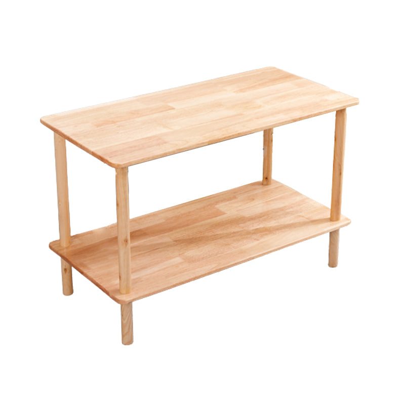 Rectangular Accent Side Table Solid Wood Living Room End Table with Storage