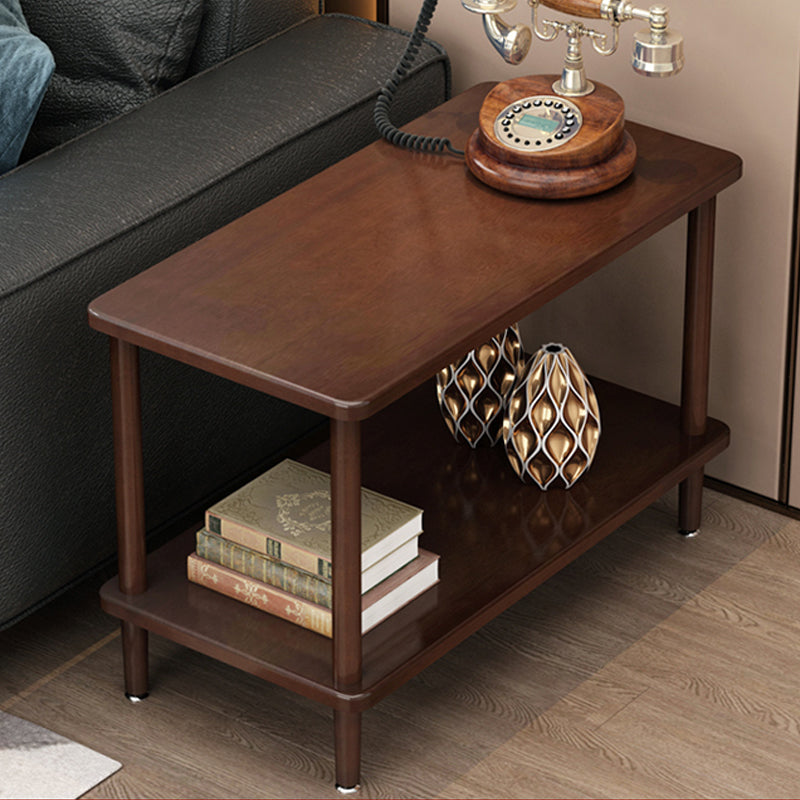 Rectangular Accent Side Table Solid Wood Living Room End Table with Storage
