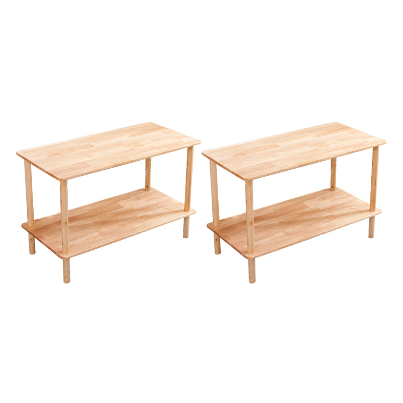 Rectangular Accent Side Table Solid Wood Living Room End Table with Storage