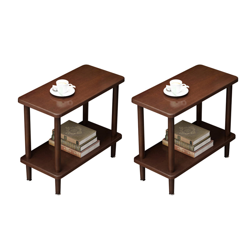 Rectangular Accent Side Table Solid Wood Living Room End Table with Storage