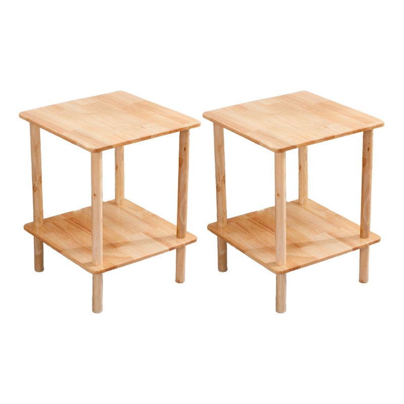 Rectangular Accent Side Table Solid Wood Living Room End Table with Storage