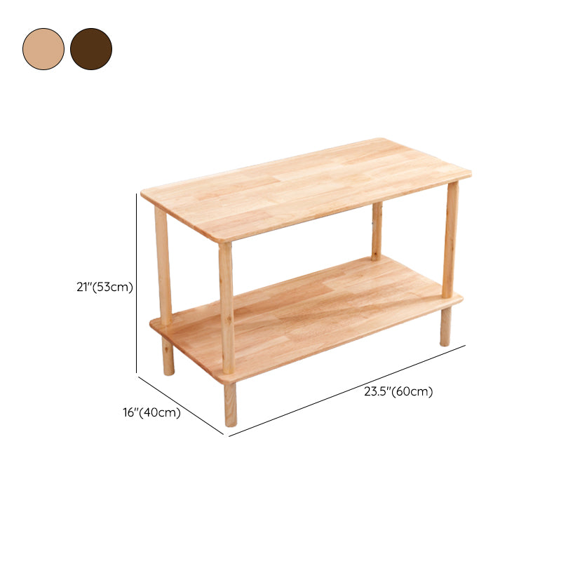 Rectangular Accent Side Table Solid Wood Living Room End Table with Storage