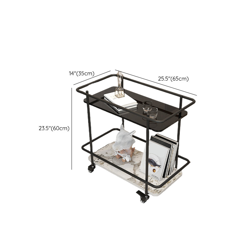 Metal and Glass Side Table Modern Bedroom End Table with Storage