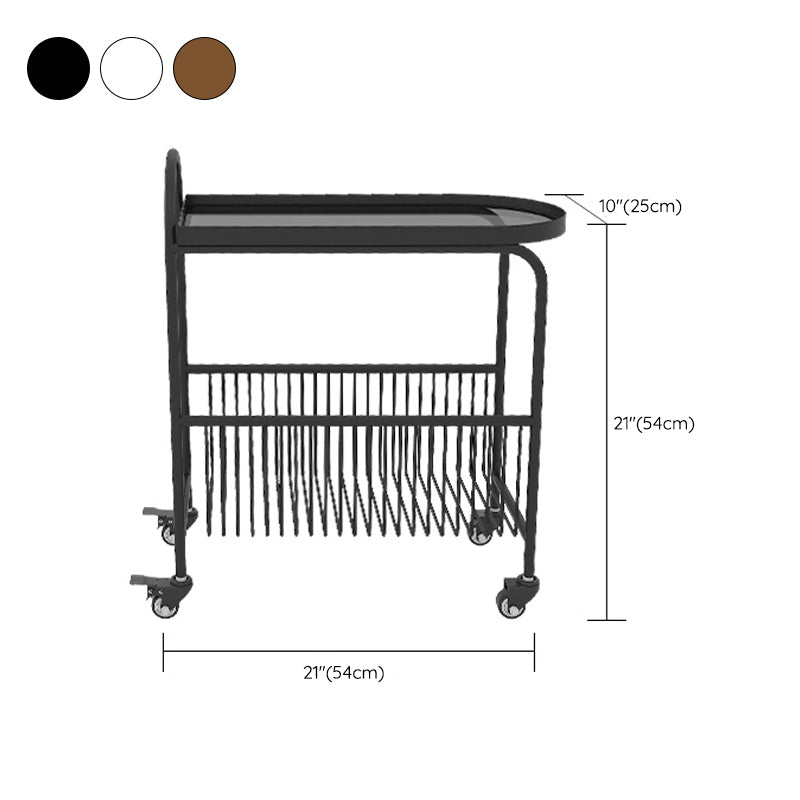 Metal and Glass Side Table Modern Bedroom End Table with Storage