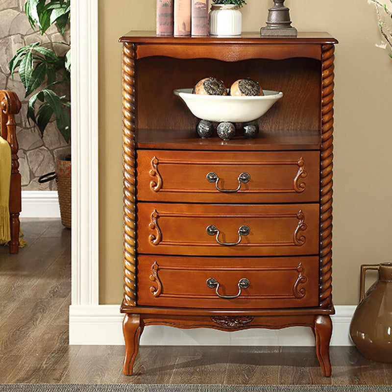 Mid-Century Modern Rectangle Chest/Cabinet with Drawers in Rubberwood