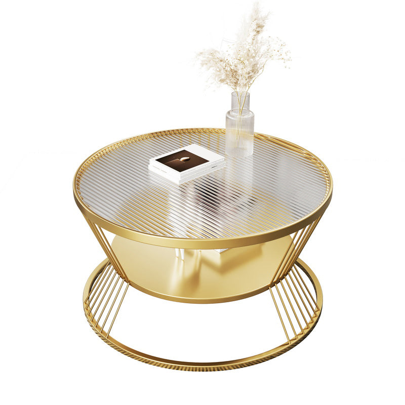 Modern Metal Frame Coffee Table Glass Top Coffee Or End Table with Shelf