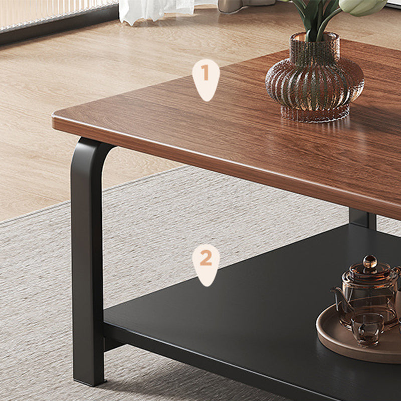 4 Legs Rectangular Coffee Table Contemporary Shelf Included Cocktail Table