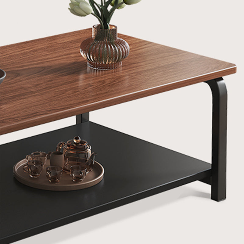 4 Legs Rectangular Coffee Table Contemporary Shelf Included Cocktail Table