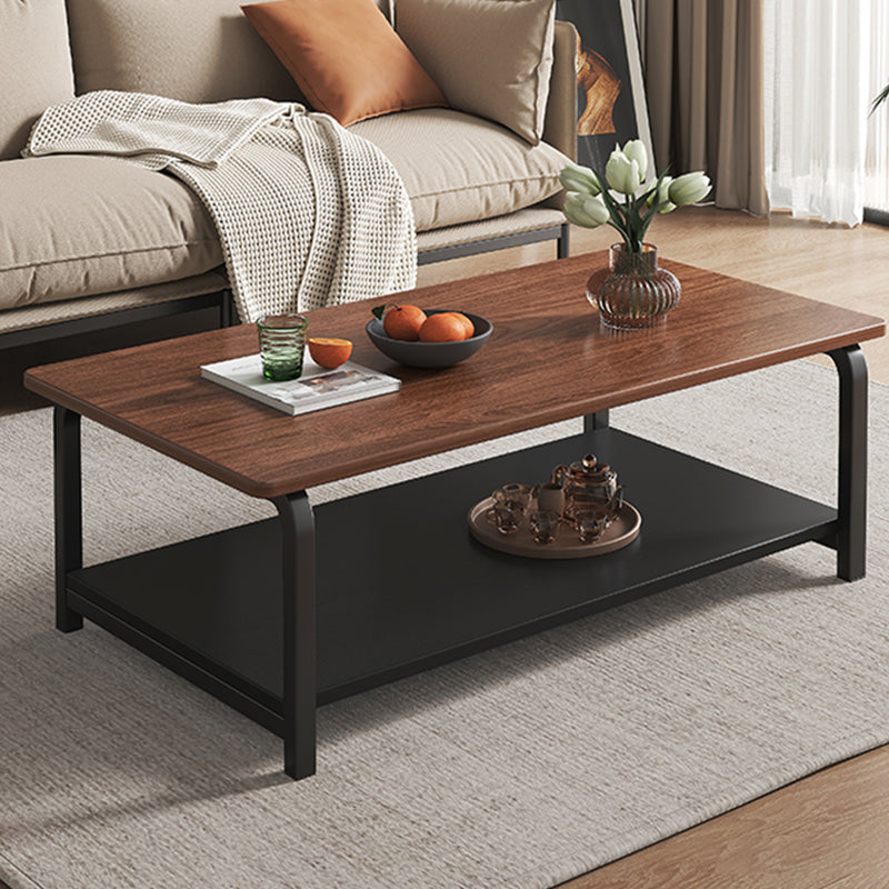 4 Legs Rectangular Coffee Table Contemporary Shelf Included Cocktail Table