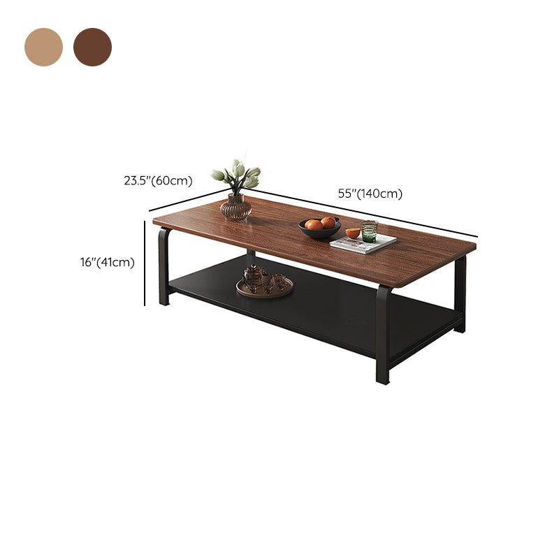 4 Legs Rectangular Coffee Table Contemporary Shelf Included Cocktail Table