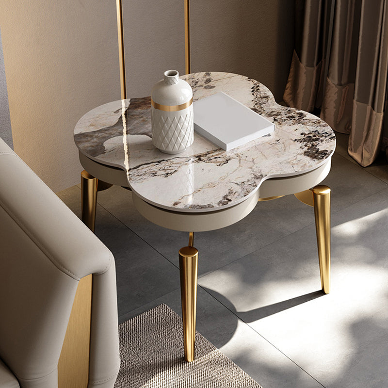 Luxurious Metal Side Table Stone 4 Legs Sofa Side Accent Table