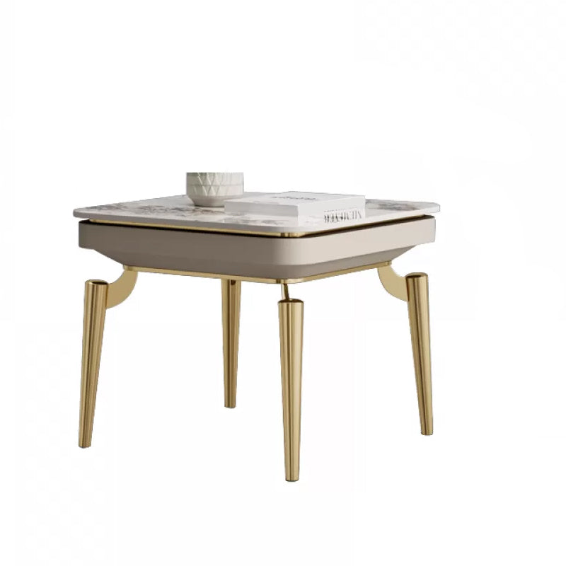 Luxurious Metal Side Table Stone 4 Legs Sofa Side Accent Table