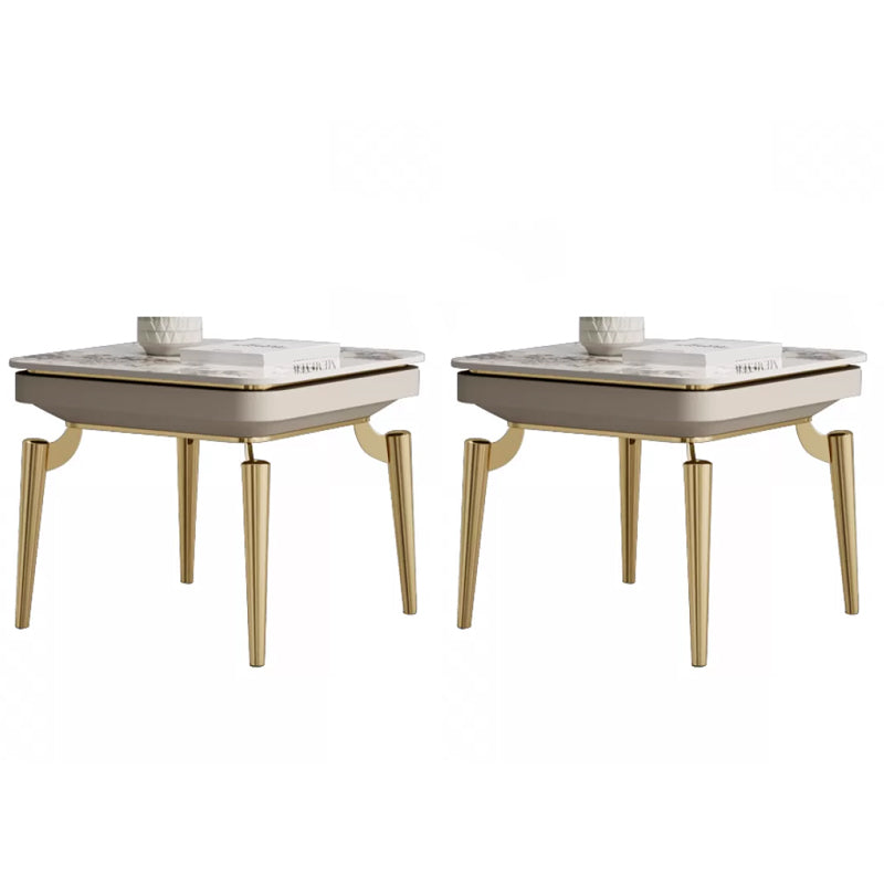 Luxurious Metal Side Table Stone 4 Legs Sofa Side Accent Table