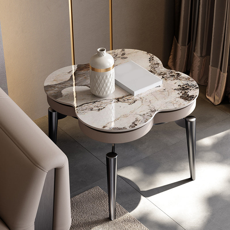 Luxurious Metal Side Table Stone 4 Legs Sofa Side Accent Table